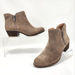 LUCKY BRAND – Heeled ankle boots, approx. 1.5”, leather upper, taupe, size 6.5